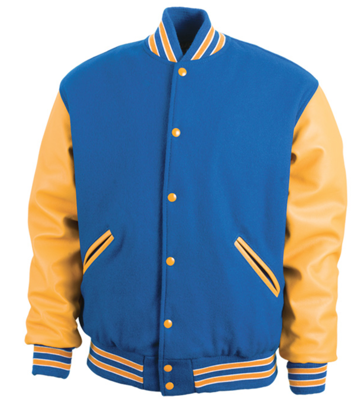 royal blue and gold varsity jacket