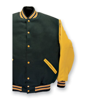 Dk GreenAth GoldWhite Wool Leather Varsity Jacket (5000-204)