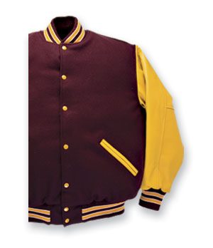 MaroonAth GoldWhite Wool Leather Varsity Jacket (5000-303)